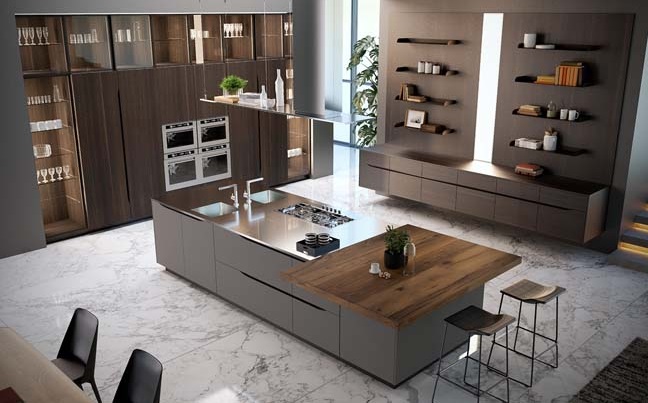Tủ bếp được thiết kế theo kiến trúc châu âu 