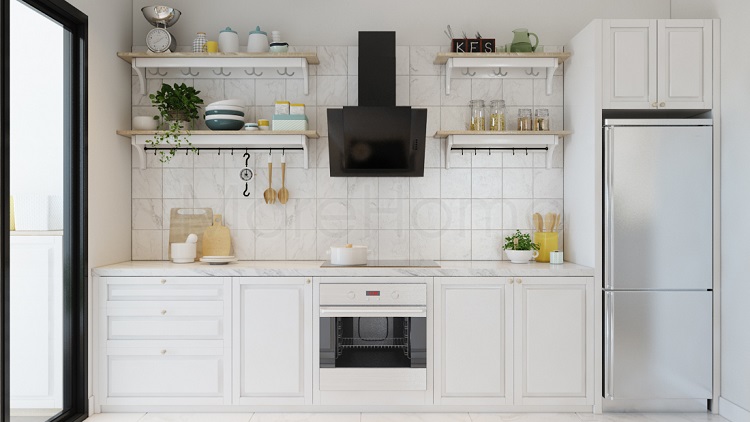Gam màu trắng giúp căn bếp nhà bạn trở nên hiện đại nhưng vẫn không kém phần sang trọng