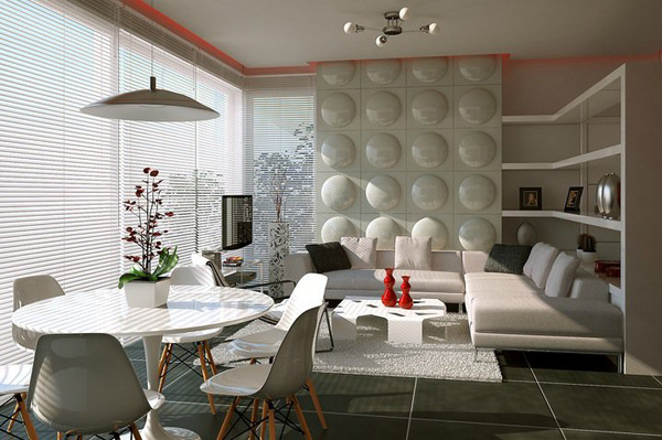 Sự kết hợp giữa phòng khách và Bàn ghế ăn là 1 ý tưởng sáng tạo của các nhà thiết kế