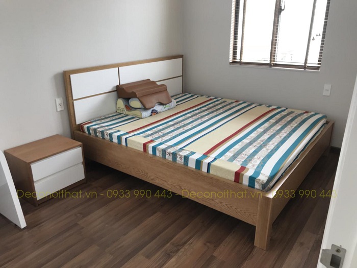 Giường ngủ với thiết kế đơn giản mang lại sự gần gũi, thân thiện với môi trường
