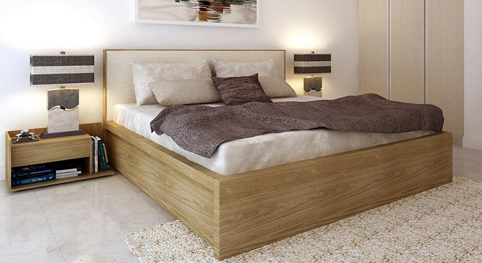 Giường ngủ gỗ 118 được thiết kế đầu giường bọc nêm,chân thấp