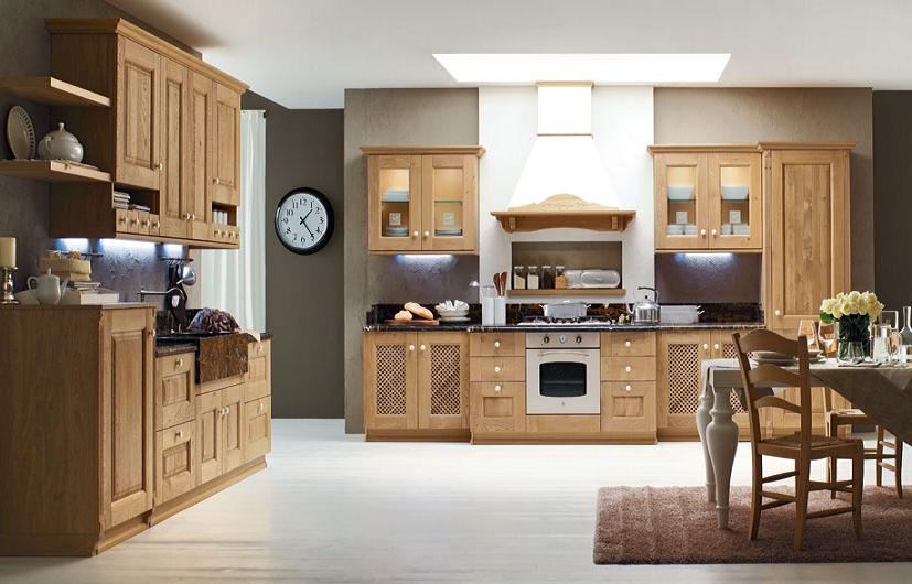 Tủ bếp gỗ sồi được thiết kế trong không gian nhà bếp 